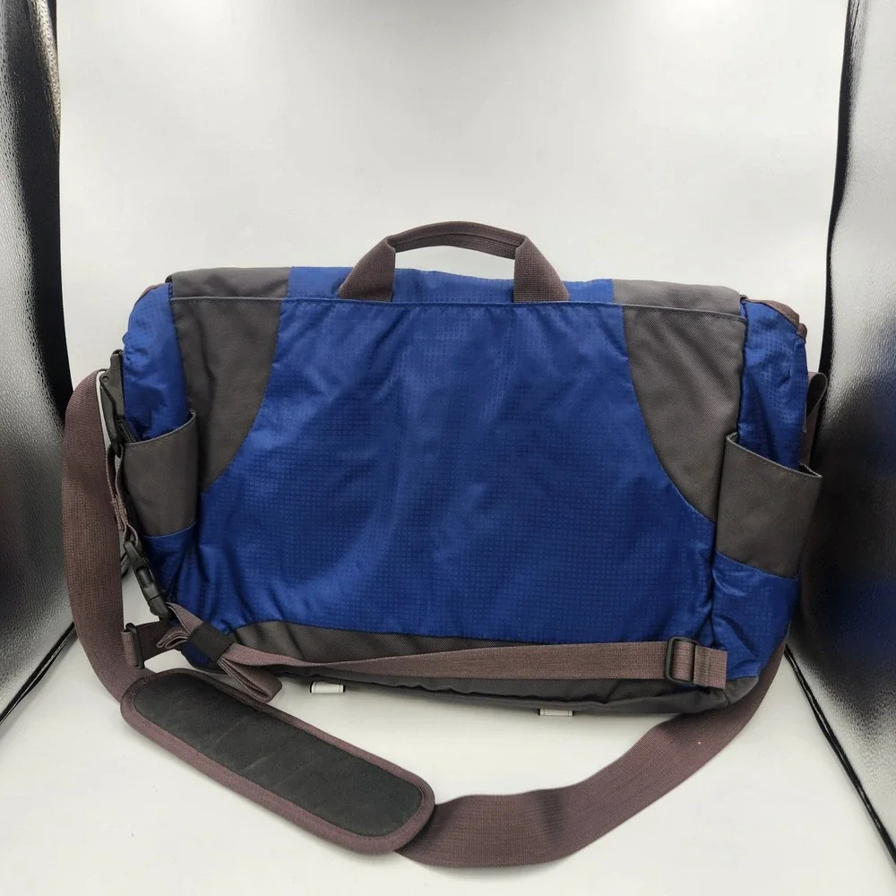 Eddie Bauer‎ Messenger Bag Blue Gray Nylon Adjustable Strap Laptop Bag